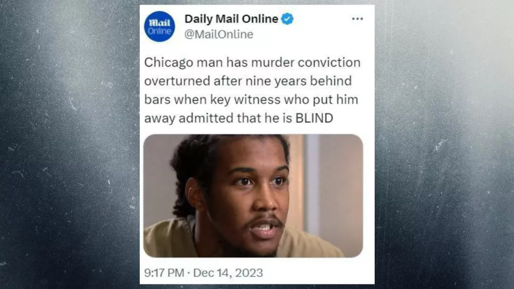В Чикаго отменяют приговор человеку, осужденному за убийство поскольку выяснилось, что главный свидетель против него – СЛЕПОЙ