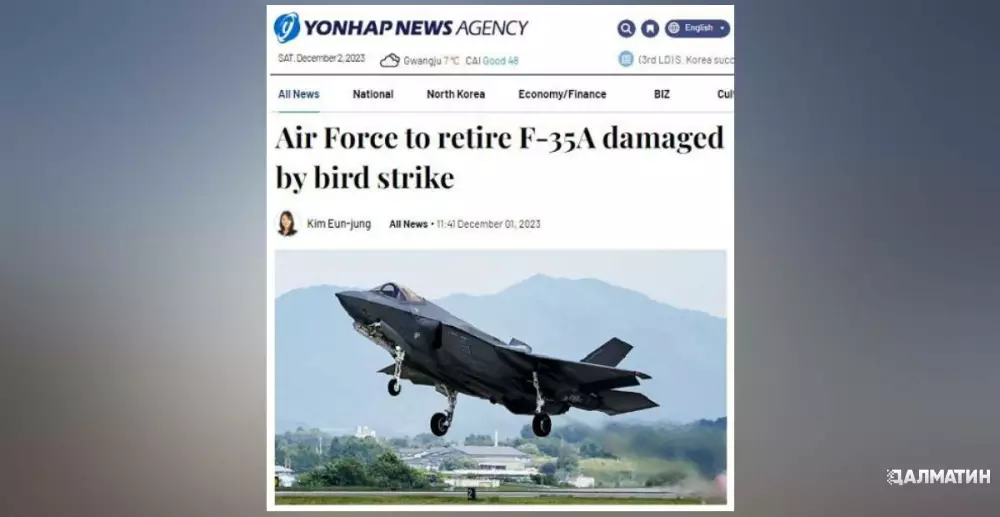 В Южной Корее птичка сбила американский истребитель пятого поколения F-35A