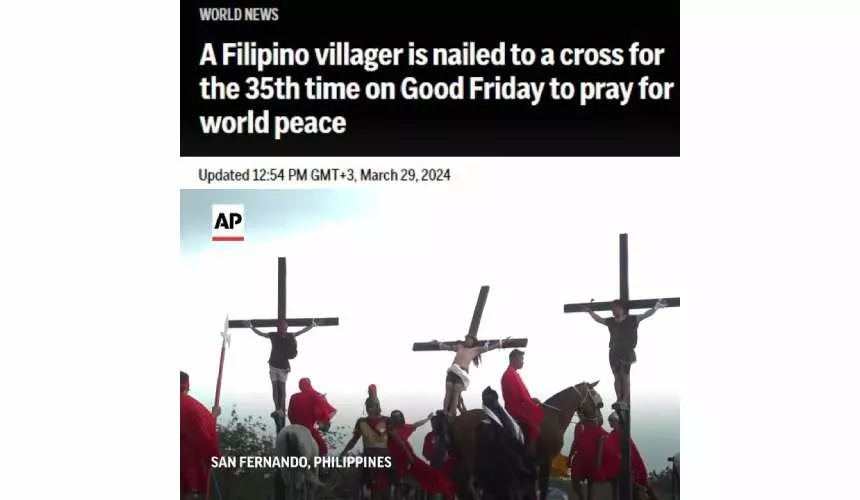 На Филиппинах на Великую пятницу в 35-й раз распинали живых людей