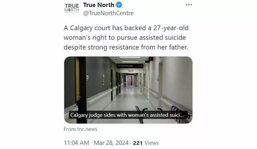Канадский суд разрешил 27-летней женщине покончить с собой при помощи эвтаназии, несмотря на возражения отца