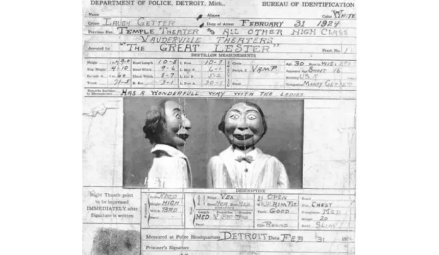 Кукла чревовещателя Лестера, обвиненная в убийстве трёх человек, США, 1924 г.
