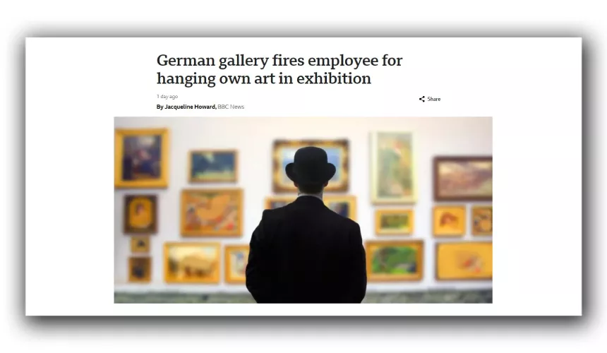 В Германии мужчина устроился работать в музей, просверлил стену и повесил свою картину как часть выставки