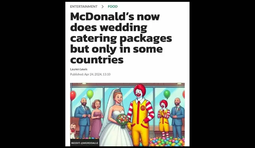 Макдоналдс теперь обслуживает свадьбы