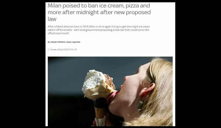 В Милане хотят запретить мороженое, пиццу и уличный фаст-фуд после полуночи