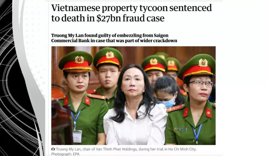 Вьетнамский магнат недвижимости приговорена к смертной казни по делу о мошенничестве на 27 млрд долларов